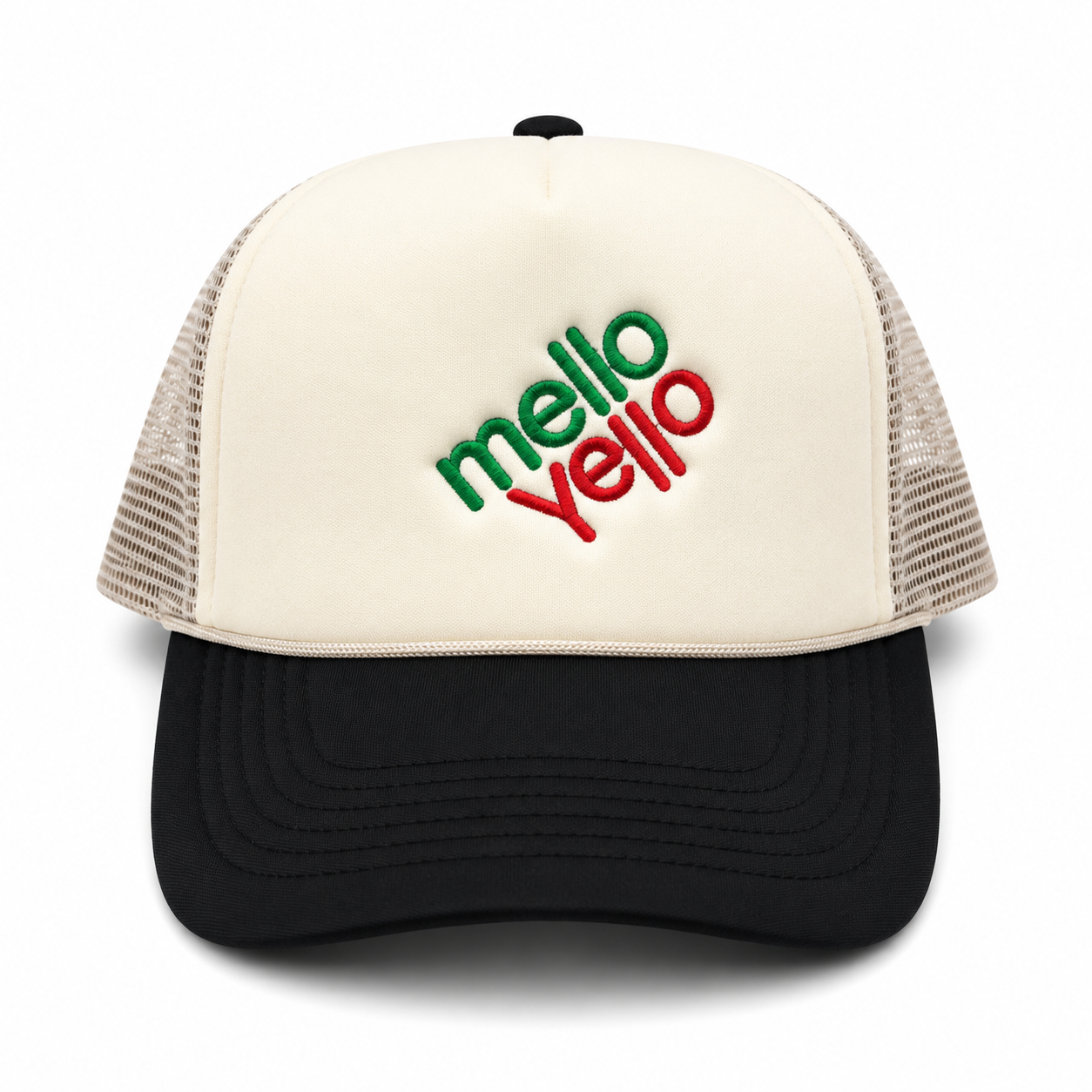 Mellow Yellow Mesh Trucker Snapback (Beige/Black)