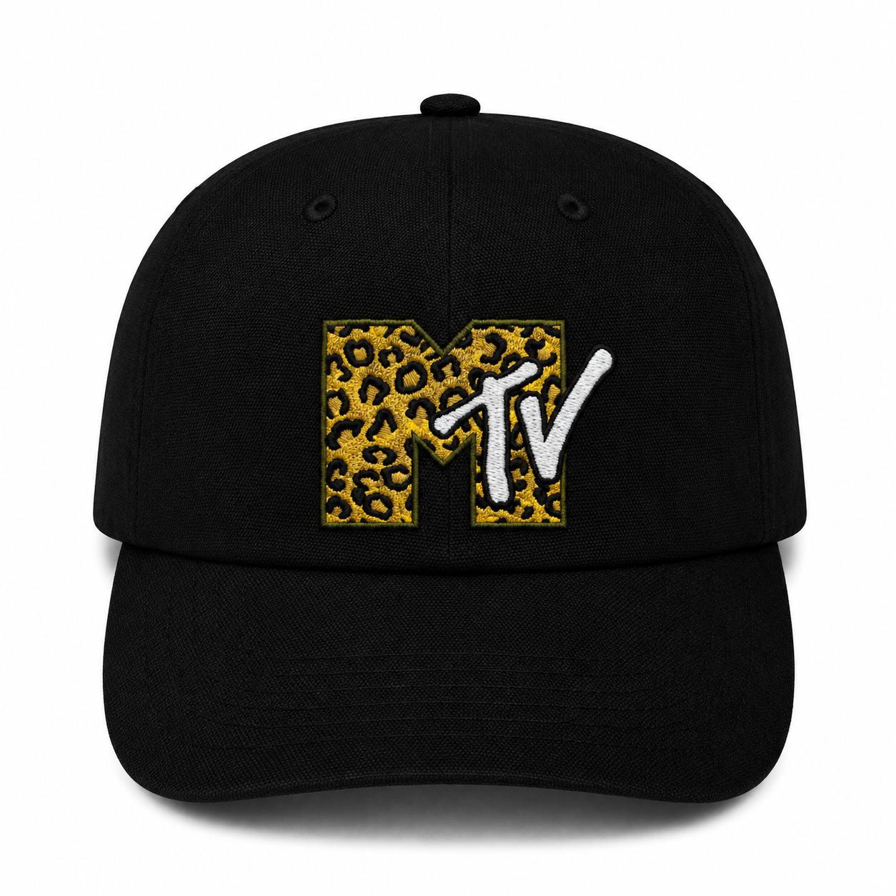 MTV Leopard Dad Hat Strapback (Black)