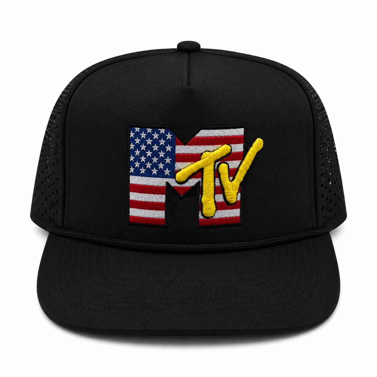 MTV USA Hydro Mesh Trucker Snapback (Black)
