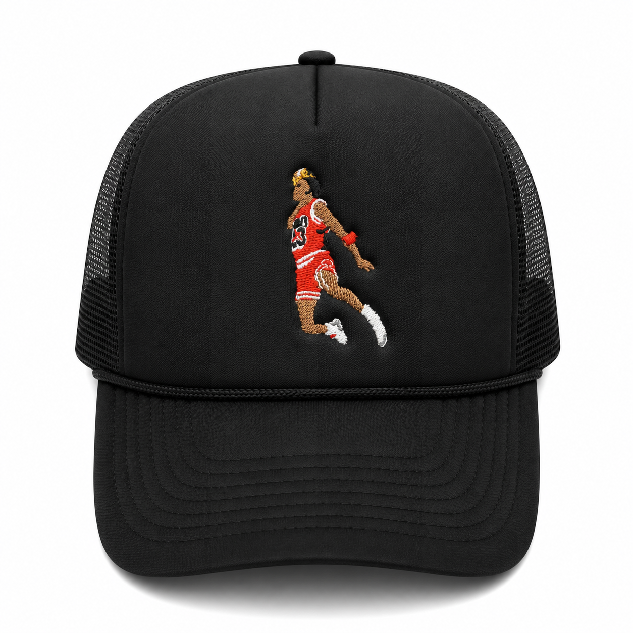 Free Throw Line Dunk Mesh Trucker Snapback (Black)