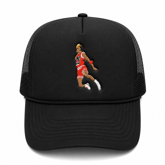 Free Throw Line Dunk Mesh Trucker Snapback (Black)
