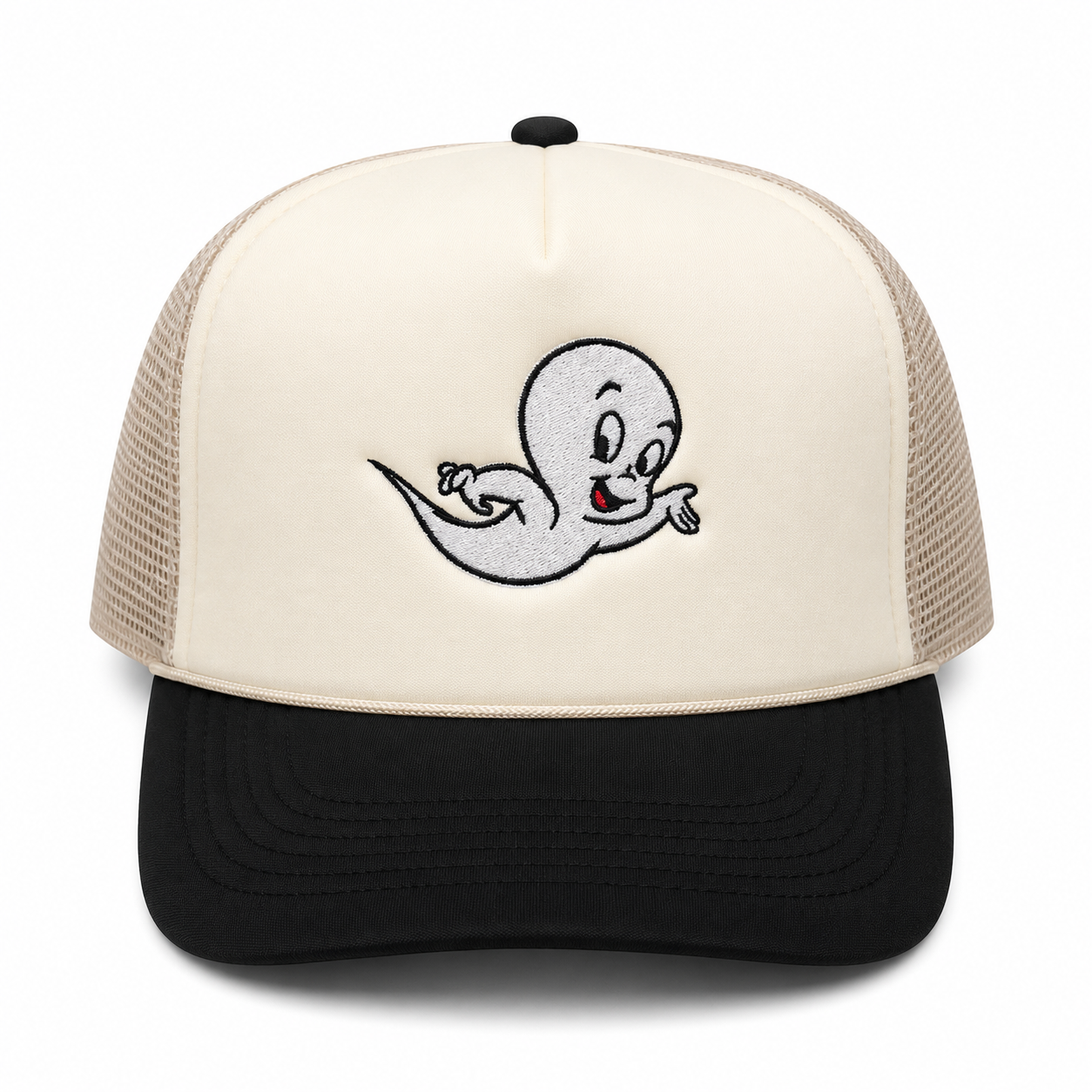 Friendly Ghost Mesh Trucker Snapback (Beige/Black)