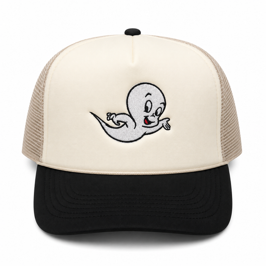Friendly Ghost Mesh Trucker Snapback (Beige/Black)