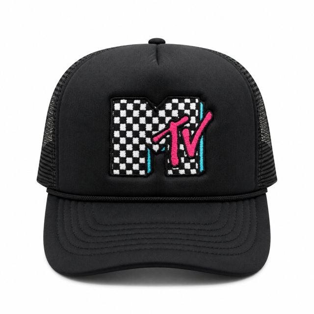 Checkered MTV Mesh Trucker Snapback (Black)