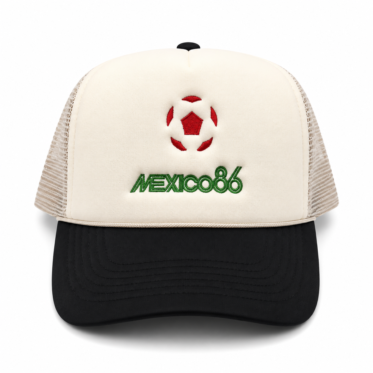Mexico 86 WC Mesh Trucker Snapback (Beige/Black)