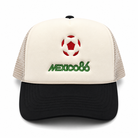 Mexico 86 WC Mesh Trucker Snapback (Beige/Black)