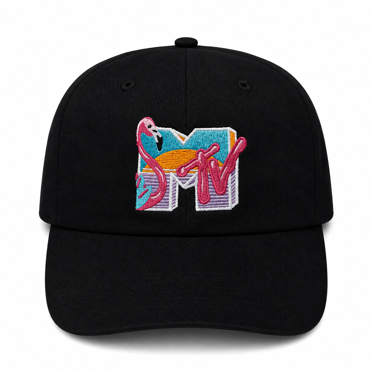 MTV Flamingo Dad Hat Strapback (Black)