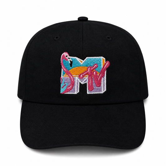 MTV Flamingo Dad Hat Strapback (Black)