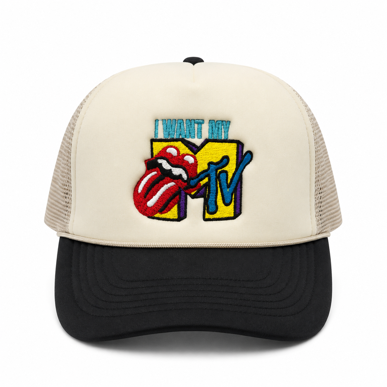I Want My MTV Mesh Trucker Snapback (Beige/Black)