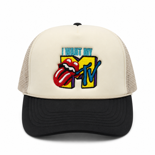 I Want My MTV Mesh Trucker Snapback (Beige/Black)