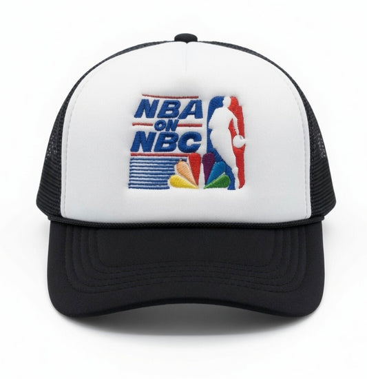 90s Basketball Mesh Trucker Snapback (White/Black)